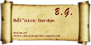 Bénics Gordon névjegykártya